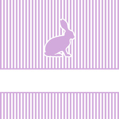 Easter Card Sitting Bunny Purple Stripes