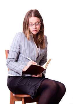 woman with diary