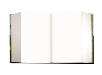 Libro aperto su sfondo bianco
