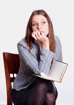 woman with diary