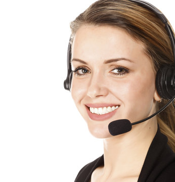 Smiling customer operator
