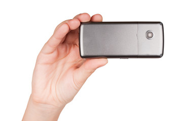 Hand holding mobile phone