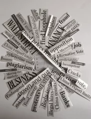 Plexiglas keuken achterwand Kranten Close-up van handlijnen van kranten