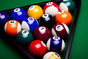 Billiard table and balls