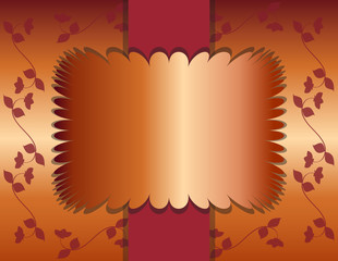 Copper Foil Text Frame  on Burgundy Orange  with Flower Vines