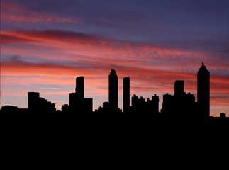 Fototapeta na wymiar Atlanta skyline at sunset with beautiful sky illustration