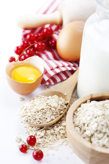 Fresh ingredients for oatmeal cookies