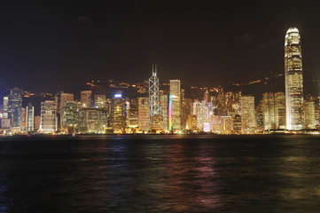 Naklejka premium Hong Kong cityscape at night