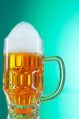 Beer glasses against the colorful gradient background