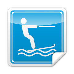 Pegatina cuadrada esqui acuatico con reborde