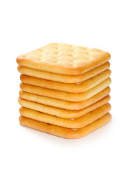 Pile of Crackers Isolated on White Background