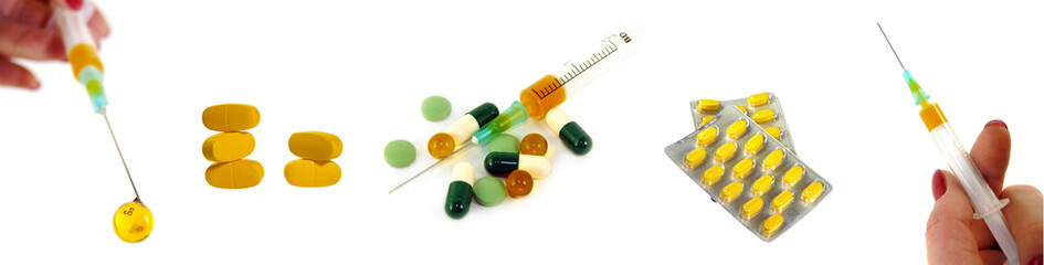 Collage of medical subject isolated on a white