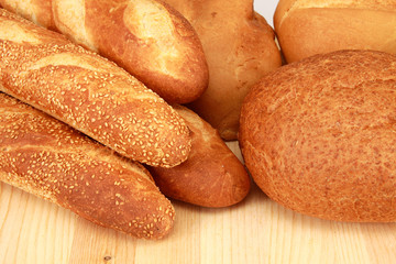 Bread on a wooden board.