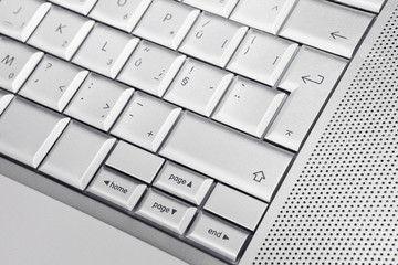 Silver keyboard.