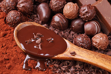 Group of chocolate close up