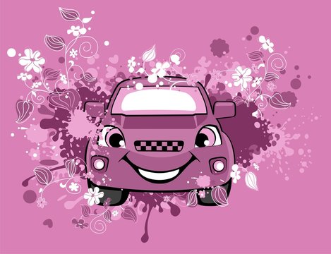 The car on a flower background