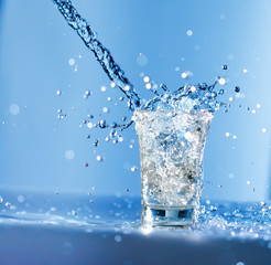 Pouring water into glass