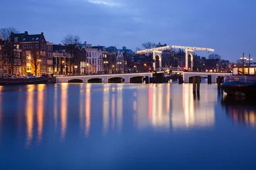 Foto op Plexiglas Magere Brug on the Amstel River in Amsterdam © gb27photo