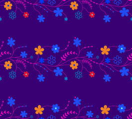 Fototapeta na wymiar floral seamless pattern on dark violet background