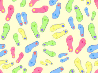 summer beach slippers seamless pattern