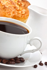 Breakfast: coffee and bun with cheese