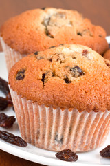 Muffins on a white plate