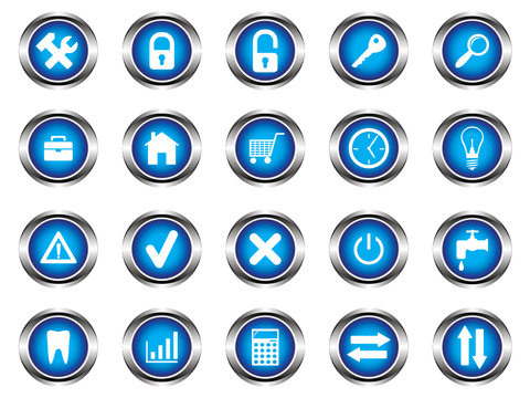 A set of buttons with symbols