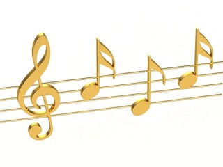 Golden treble clef and notes