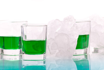 Saint Patrick's Day Green Liquor Celebration Shots with Ice