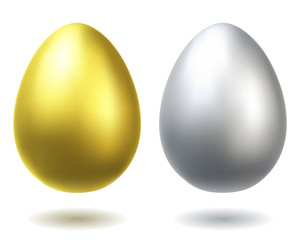 Golden and silver eggs realistic vector illustration.