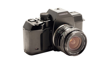 Fototapeta premium vintage camera with macro lens on white background