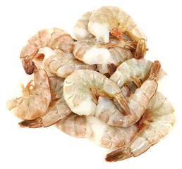 Zelfklevend Fotobehang Raw Thailand Shrimp Isolated On White © Ixepop