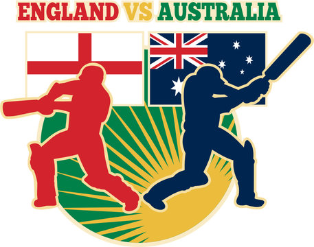 Cricket Sports Batsman England Vs Australia Flag