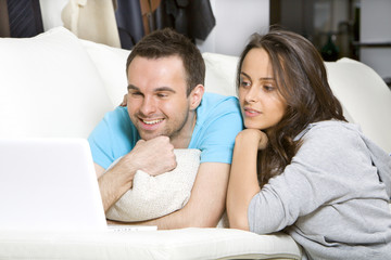 Young couple with laptop