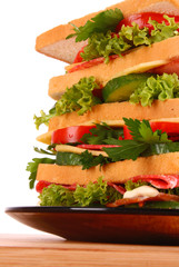 Huge sandwich on white background