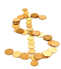 gold coins in shape of dollar sign
