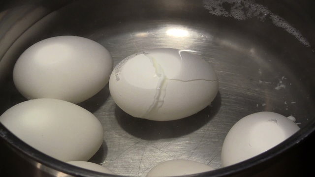 Hard boiled eggs in boiling water