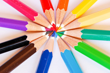 Naklejka premium color pencils on white background