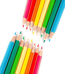 color pencils on white background