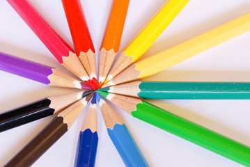Fototapeta premium color pencils on white background