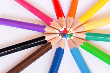 Naklejka premium color pencils on white background