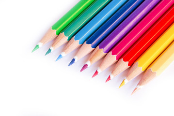 color pencils on white background