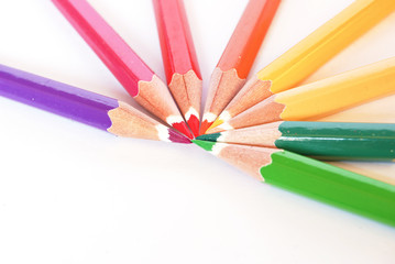 color pencils on white background