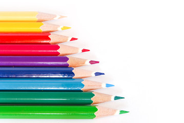 color pencils on white background