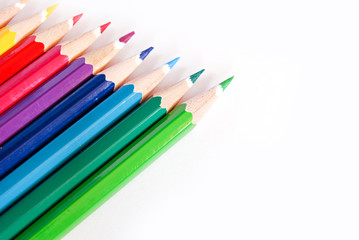 color pencils on white background