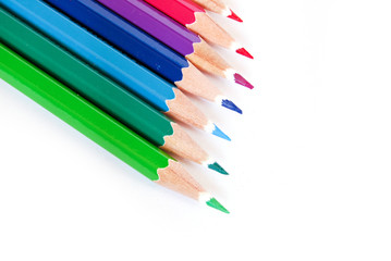 color pencils on white background