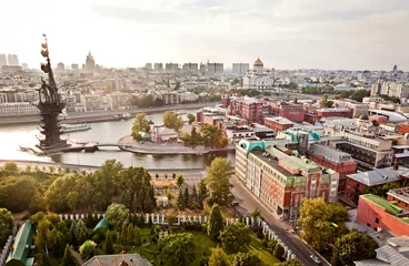 Abwaschbare Fototapete Moskau Luftbild Moskauer Stadtpanorama