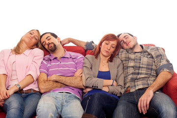 Four Boys and Girls Sleeping on Sofa