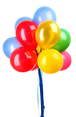 Flying balloons isolated on white