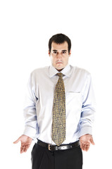 Business man gesturing know nothing